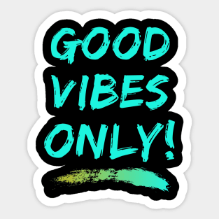 Good vibes only blue green brush line Sticker